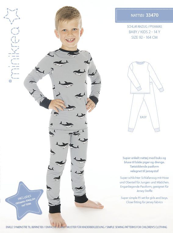 Baby / Kids Pyjamas - Minikrea - Pattern - 2 - 12 Years - Simplifi Fabric