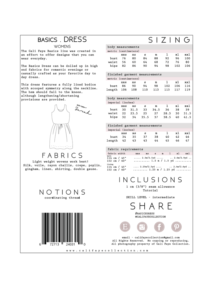 Basics Dress Sewing Pattern - Cali Faye Collection - Simplifi Fabric