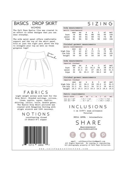 Basics Drop Skirt Sewing Pattern - Cali Faye Collection - Simplifi Fabric