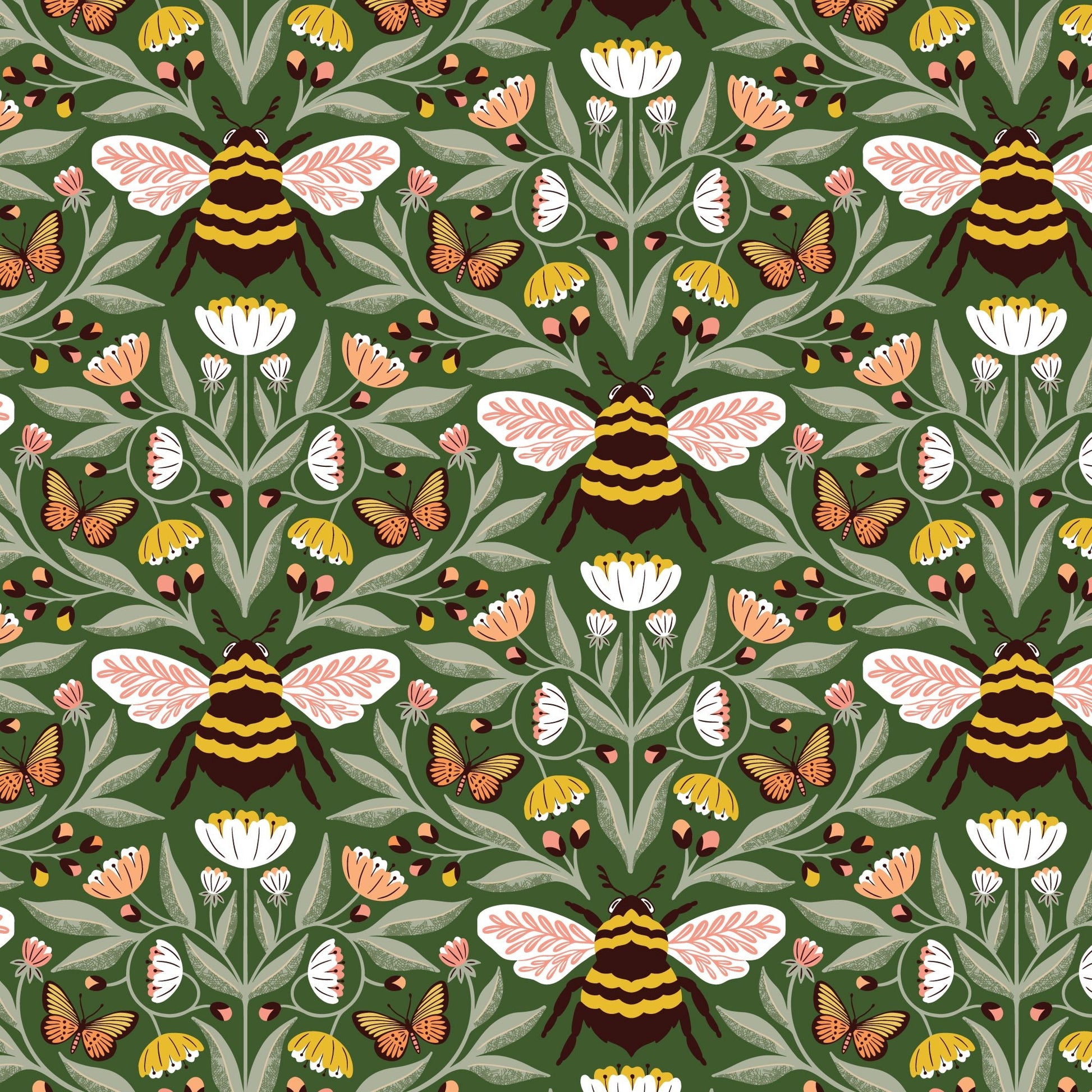 Bee - Utiful - Jade - Honey Garden - Juliana Tipton - Cloud 9 Fabrics - Poplin - Simplifi Fabric