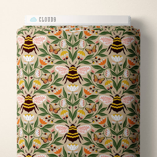 Bee - Utiful - Tan - Honey Garden - Juliana Tipton - Cloud 9 Fabrics - Poplin - Simplifi Fabric