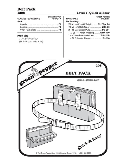 Belt Pack Pattern - 208 - The Green Pepper Patterns - Simplifi Fabric