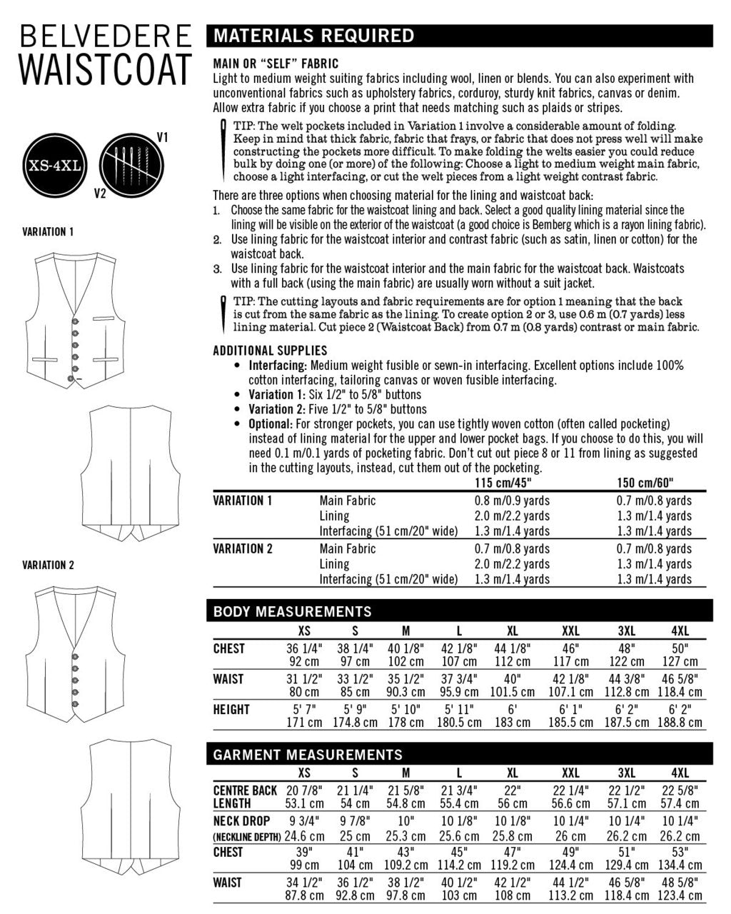 Belvedere Waistcoat Pattern - Thread Theory - Simplifi Fabric