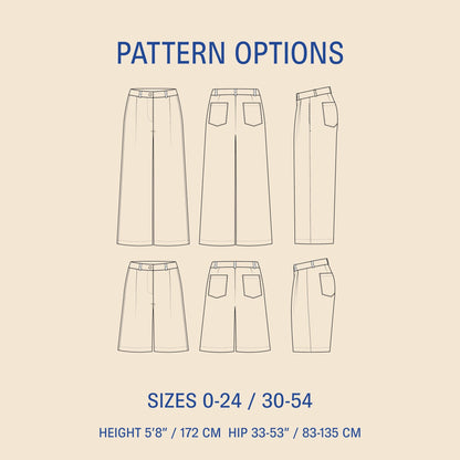 Bermuda Pants & Shorts Womens Paper Pattern - Wardrobe by Me - Simplifi Fabric