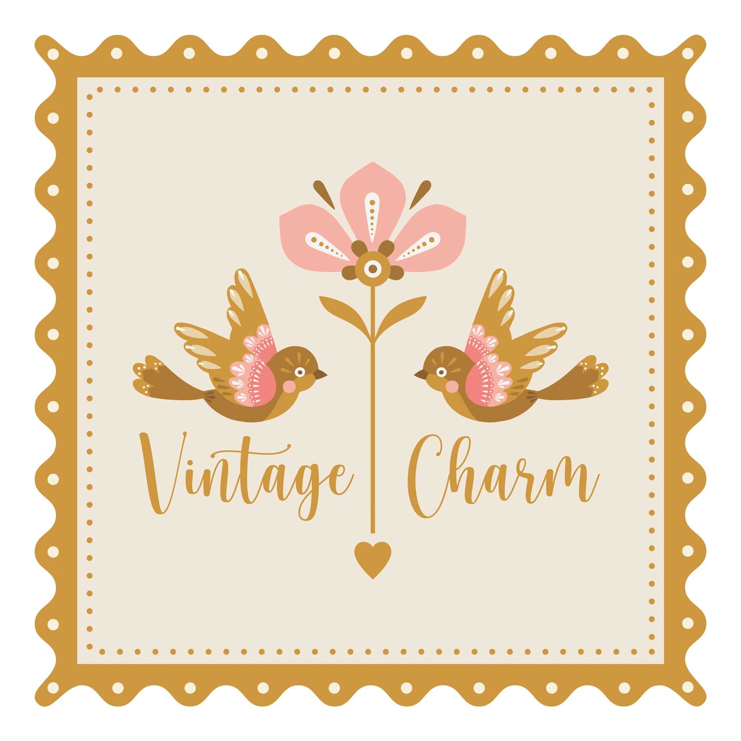 Birdie - Pink - Vintage Charm - Dots & Glory - Cloud 9 Fabrics - Poplin - Simplifi Fabric