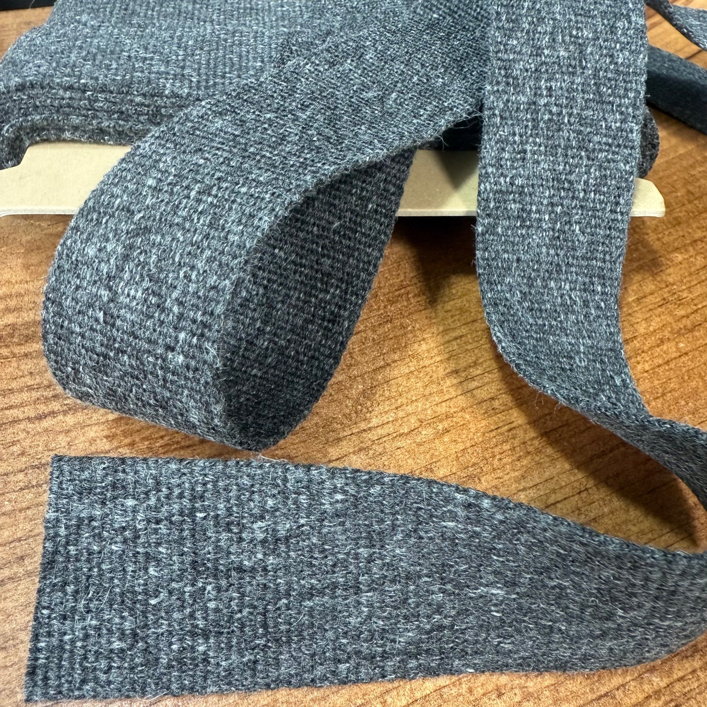 38mm Linen Blend Marble Webbing - Japanese Import - Black (sold per meter)