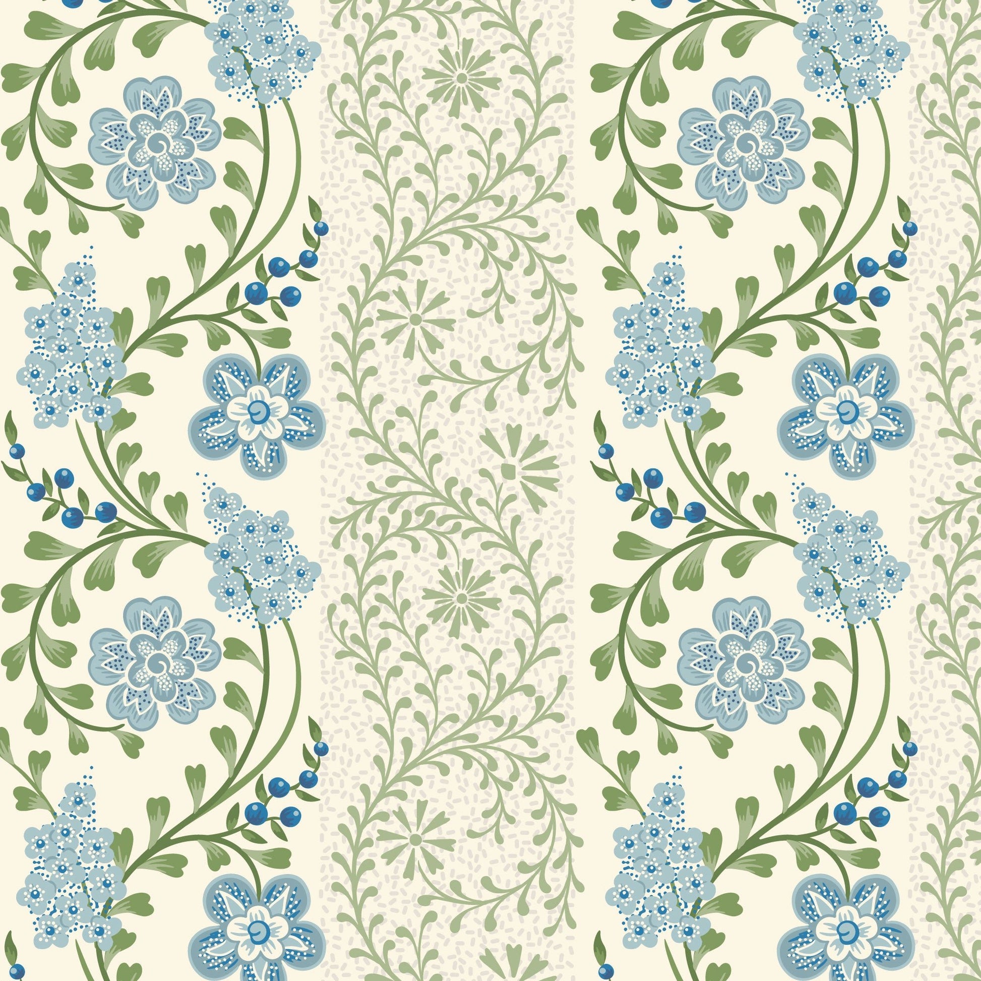 Blooming Heirlooms - Blue - Summer Garden - House Of Haricot - Cloud 9 Fabrics - Poplin - Simplifi Fabric