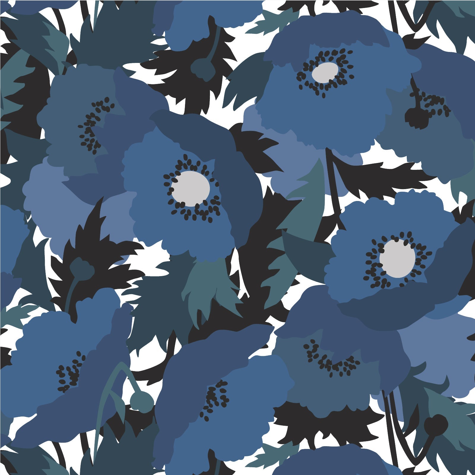 Blue Flowers - Coexisting - Ophelia Pang - Cloud 9 Fabrics - Modal Rayon - Simplifi Fabric