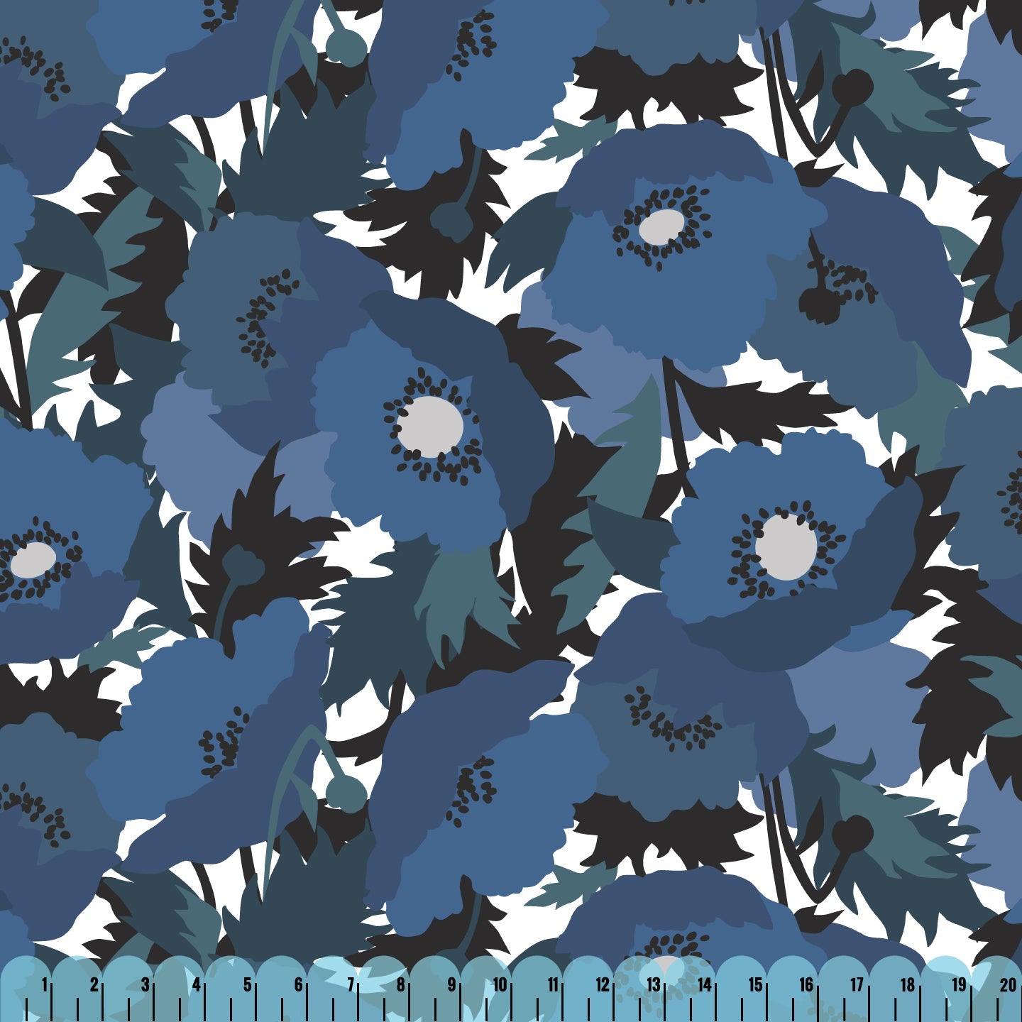 Blue Flowers - Coexisting - Ophelia Pang - Cloud 9 Fabrics - Modal Rayon - Simplifi Fabric