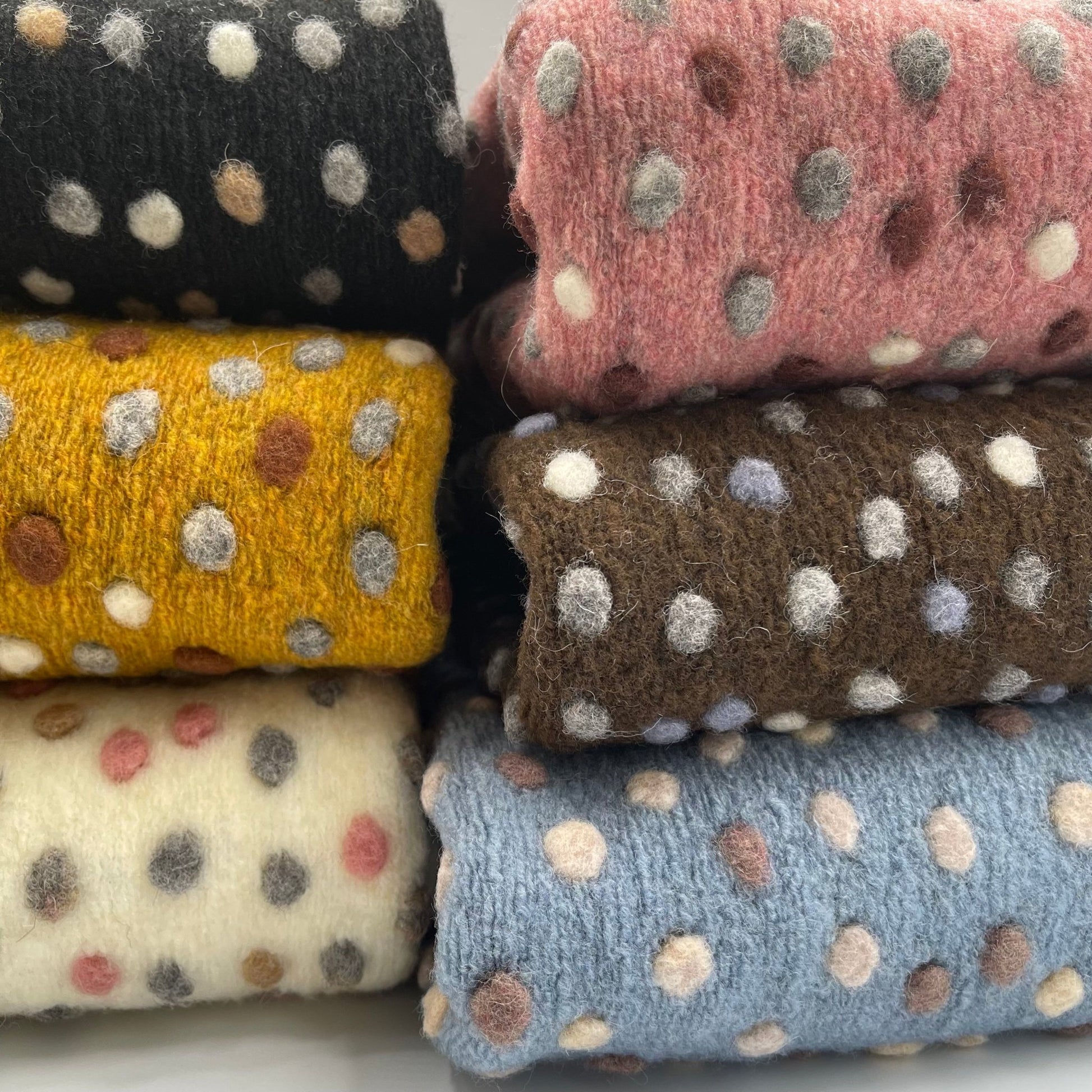 Boiled Wool - 4 - Tone Dots - European Import - Oeko - Tex® - Brown - Simplifi Fabric