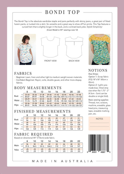 Bondi Top - Paper Pattern - Sew to Grow - Simplifi Fabric