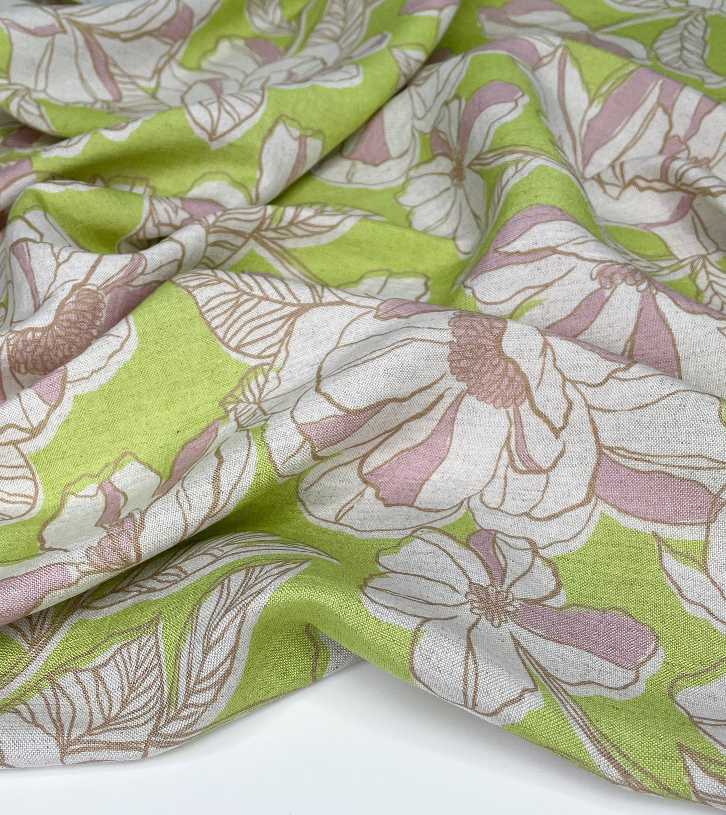 Botanical Viscose Linen - Lime/Pink - Simplifi Fabric