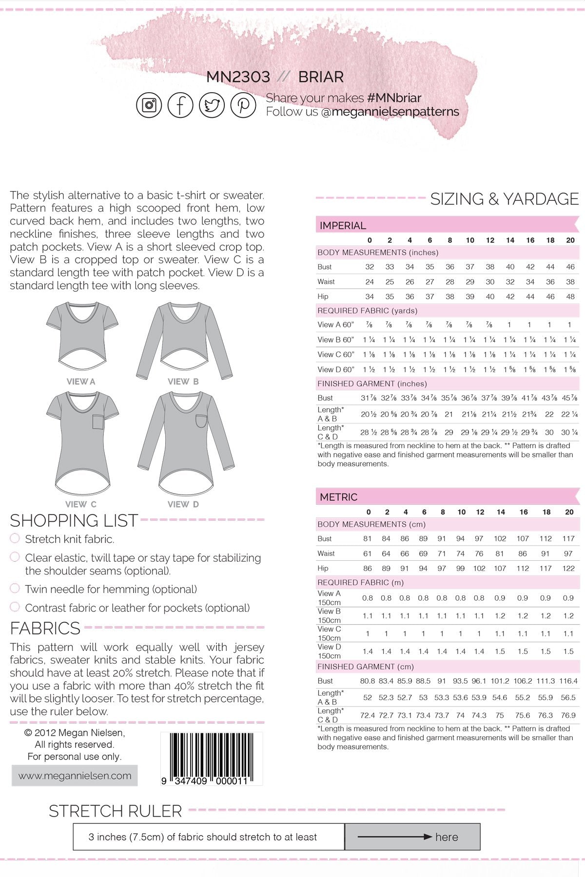 Briar Sweater and T-shirt - Megan Nielsen Patterns - Sewing Pattern - Simplifi Fabric