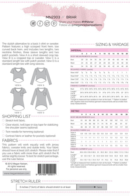 Briar Sweater and T-shirt - Megan Nielsen Patterns - Sewing Pattern - Simplifi Fabric