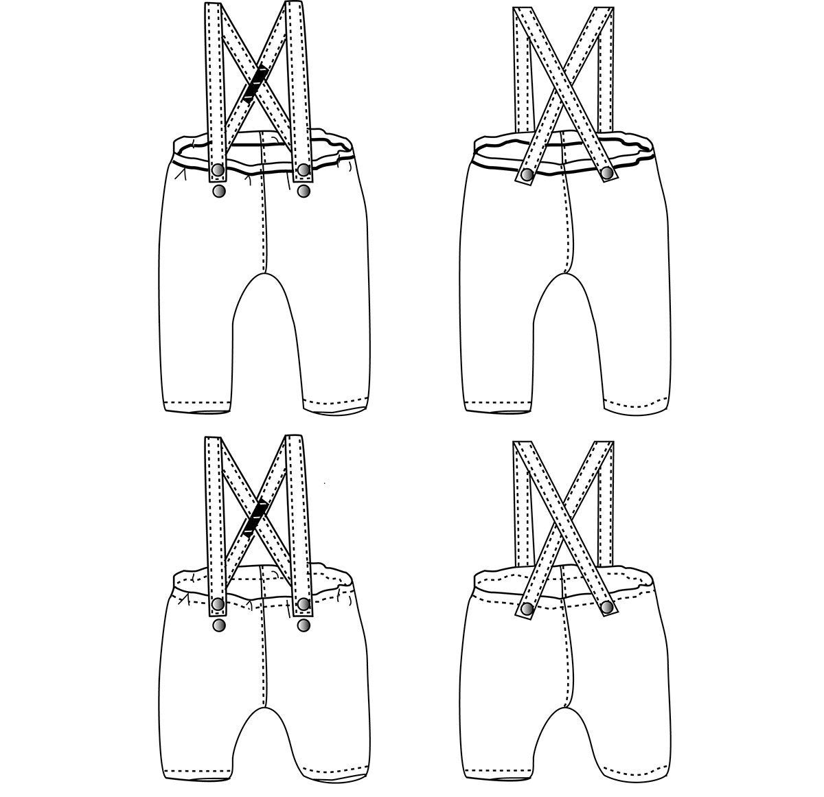 Brighton Pants/Shorty with Shoulder Straps Sewing Pattern - Baby 6m/4y - Ikatee - Simplifi Fabric