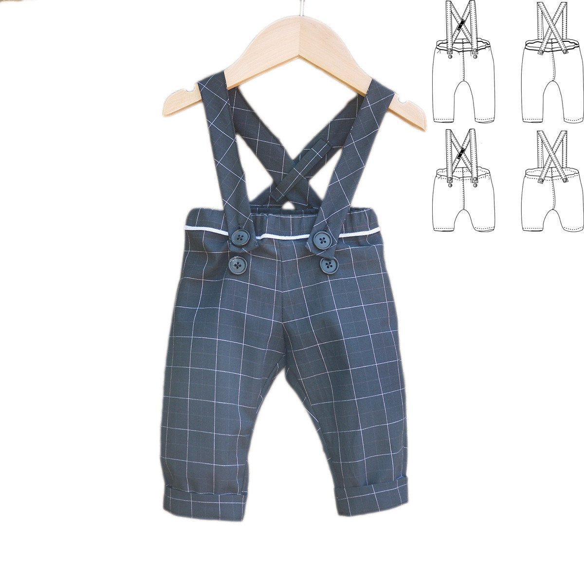 Brighton Pants/Shorty with Shoulder Straps Sewing Pattern - Baby 6m/4y - Ikatee - Simplifi Fabric