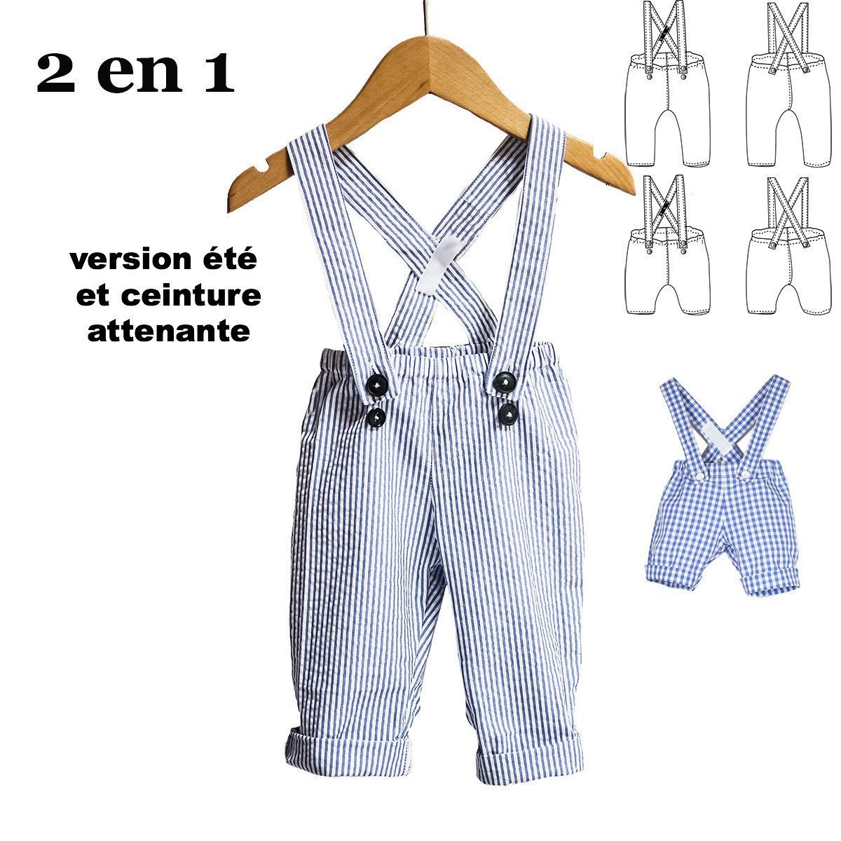 Brighton Pants/Shorty with Shoulder Straps Sewing Pattern - Baby 6m/4y - Ikatee - Simplifi Fabric