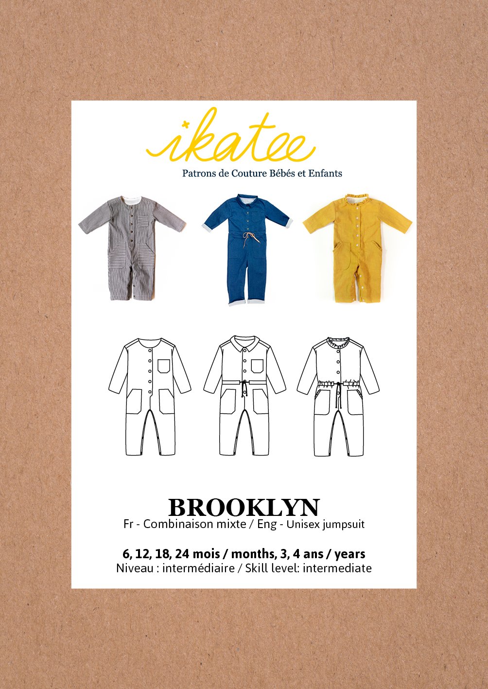 Brooklyn Jumpsuit Sewing Pattern - Baby 6M/4Y - Ikatee - Simplifi Fabric