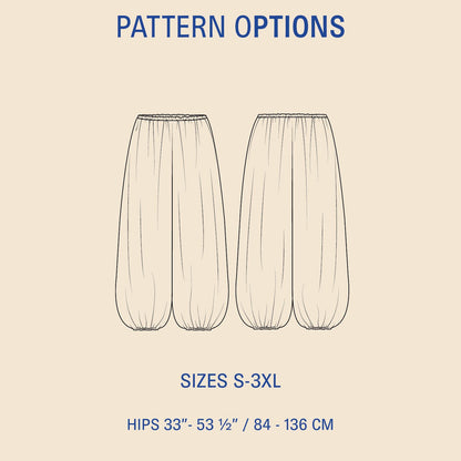 Bubble Pants Womens Paper Pattern - Wardrobe by Me - Simplifi Fabric