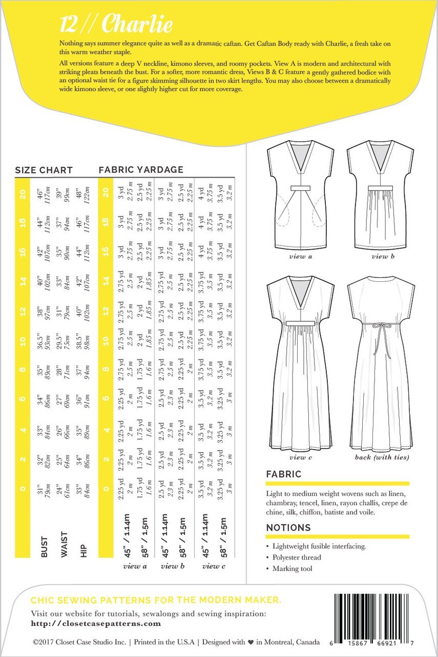 Charlie Caftan Pattern - Closet Core Patterns - Simplifi Fabric