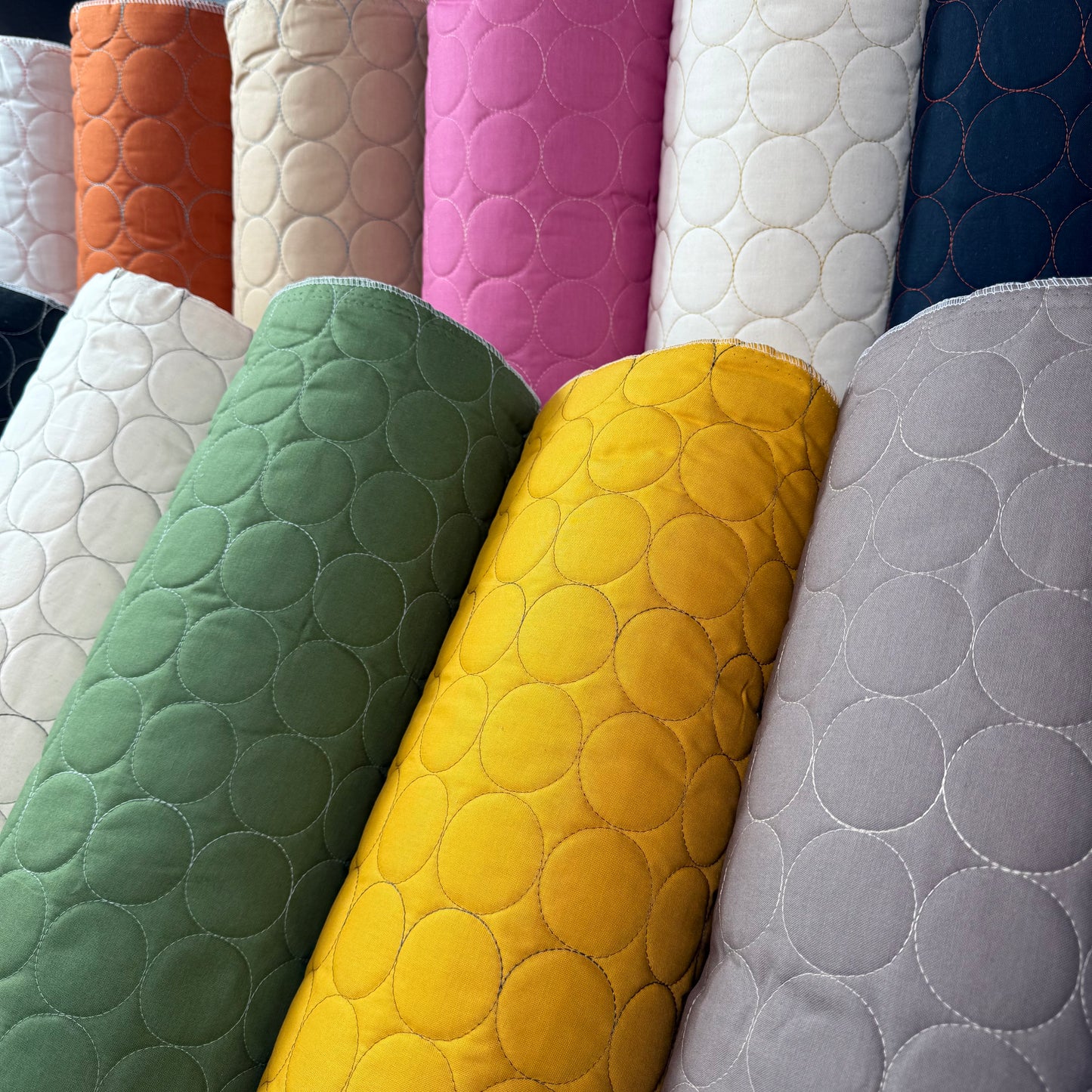 Circle Stitch Quilted - Japanese Import - Gray/Beige