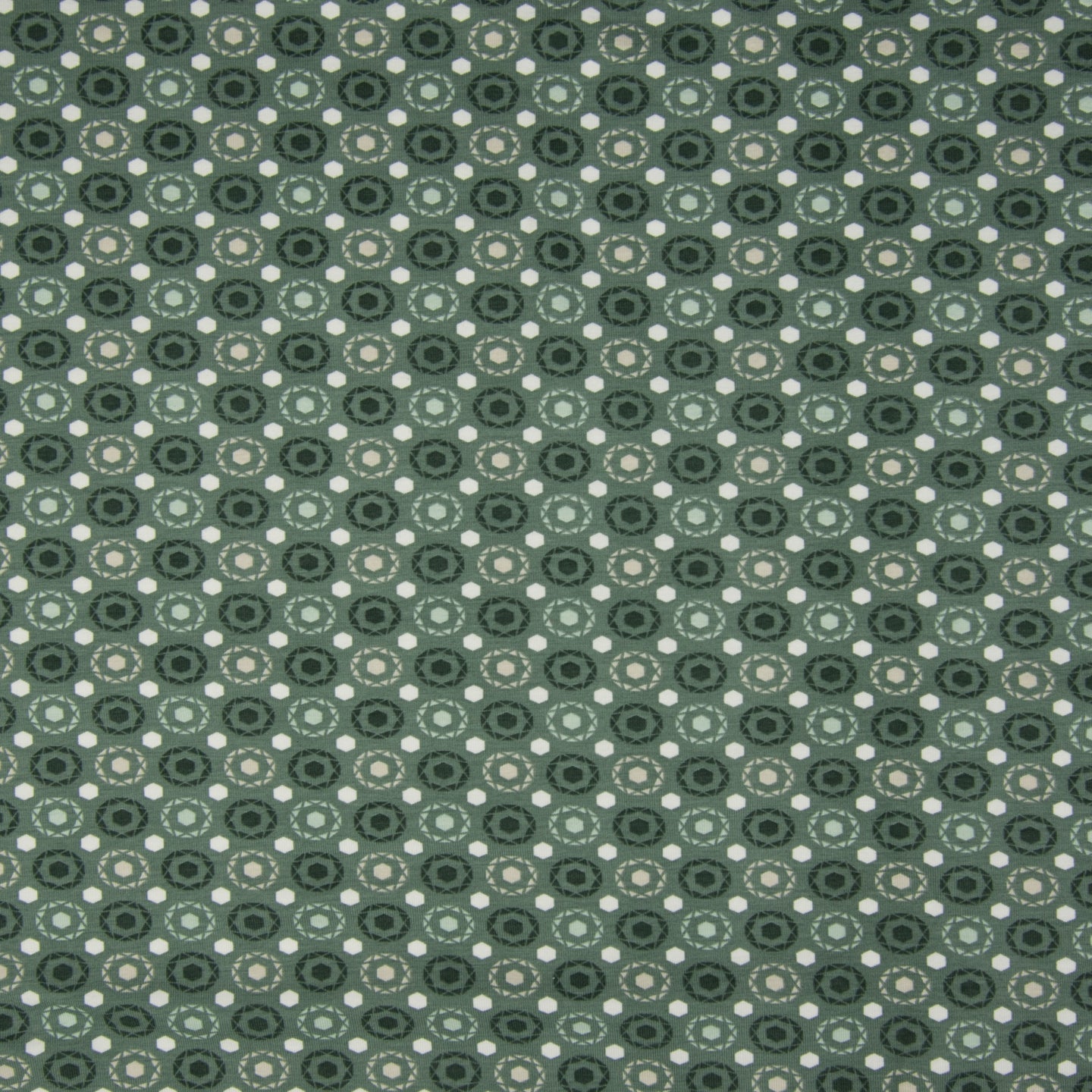 Circles - Organic Cotton Stretch Jersey - European Import - Dusty Green - Simplifi Fabric