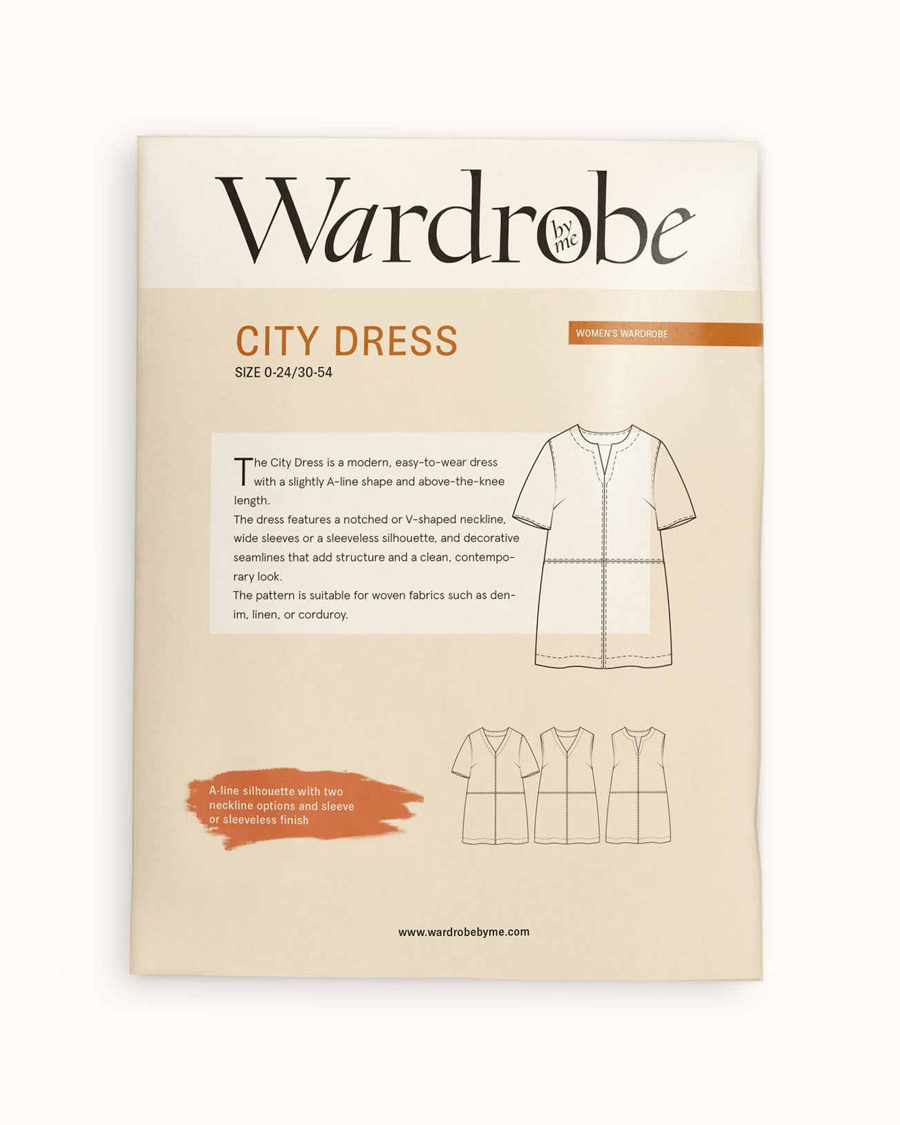 City Dress Womens Paper Pattern - Wardrobe by Me - Simplifi Fabric