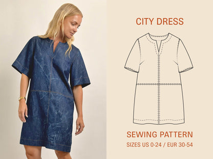 City Dress Womens Paper Pattern - Wardrobe by Me - Simplifi Fabric