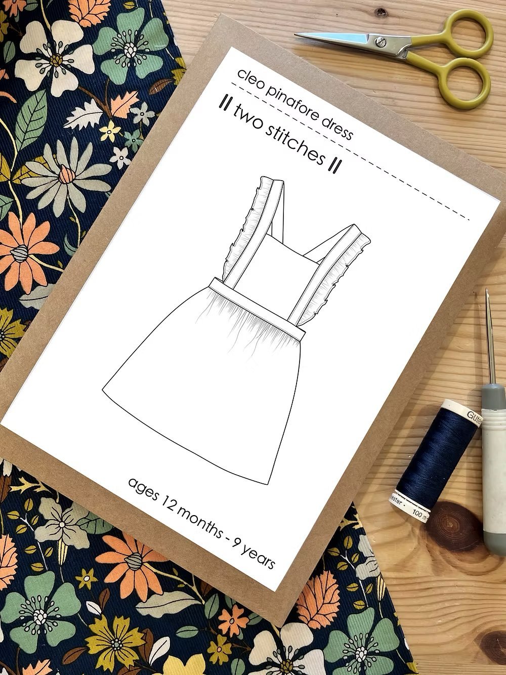 Cleo Pinafore Dress - Kids Paper Sewing Pattern - Two Stitches Patterns - Simplifi Fabric