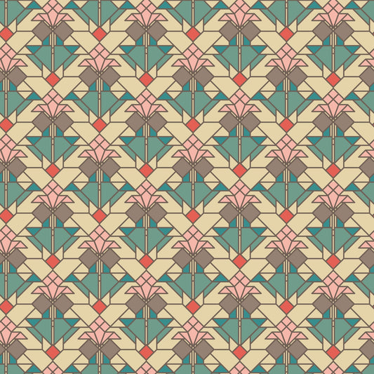 Coonley Tulip - Desert - Frank Lloyd Wright - Cloud 9 Fabrics - Poplin - Simplifi Fabric