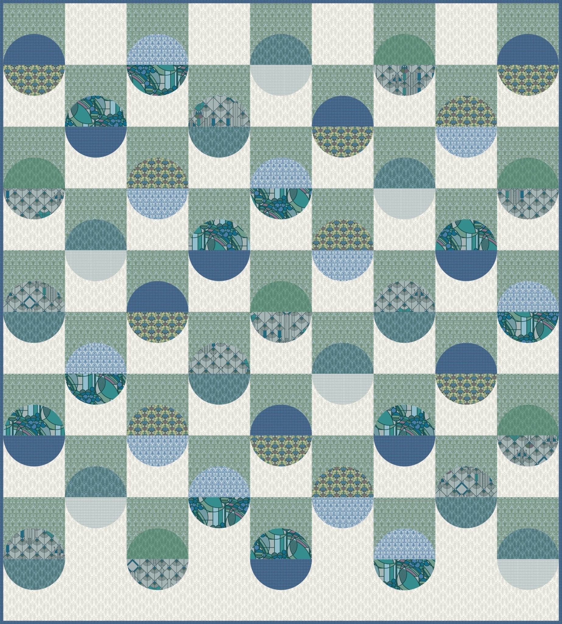 Coonley Tulip - Water - Frank Lloyd Wright - Cloud 9 Fabrics - Poplin - Simplifi Fabric