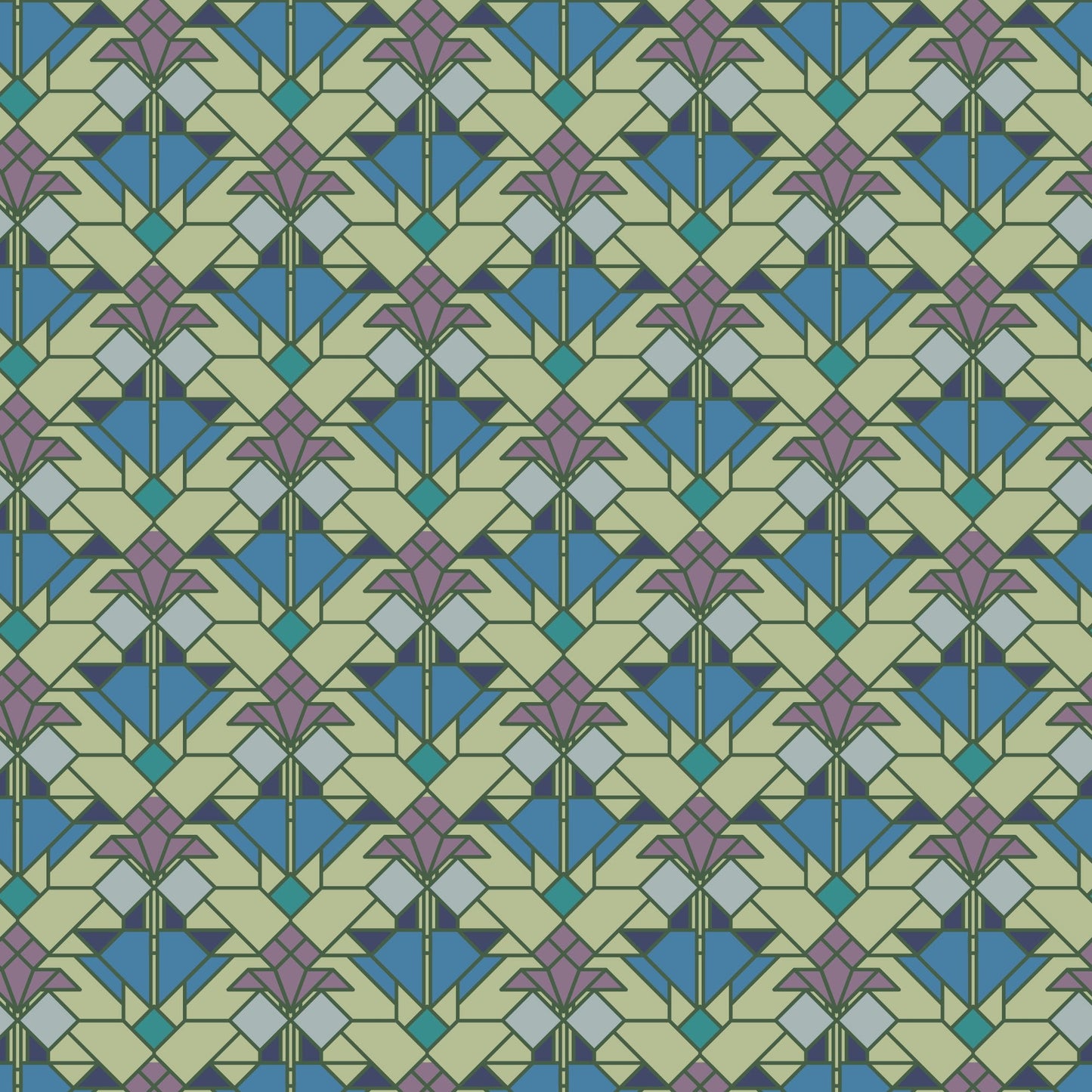 Coonley Tulip - Water - Frank Lloyd Wright - Cloud 9 Fabrics - Poplin - Simplifi Fabric