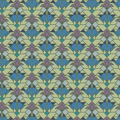 Coonley Tulip - Water - Frank Lloyd Wright - Cloud 9 Fabrics - Poplin - Simplifi Fabric