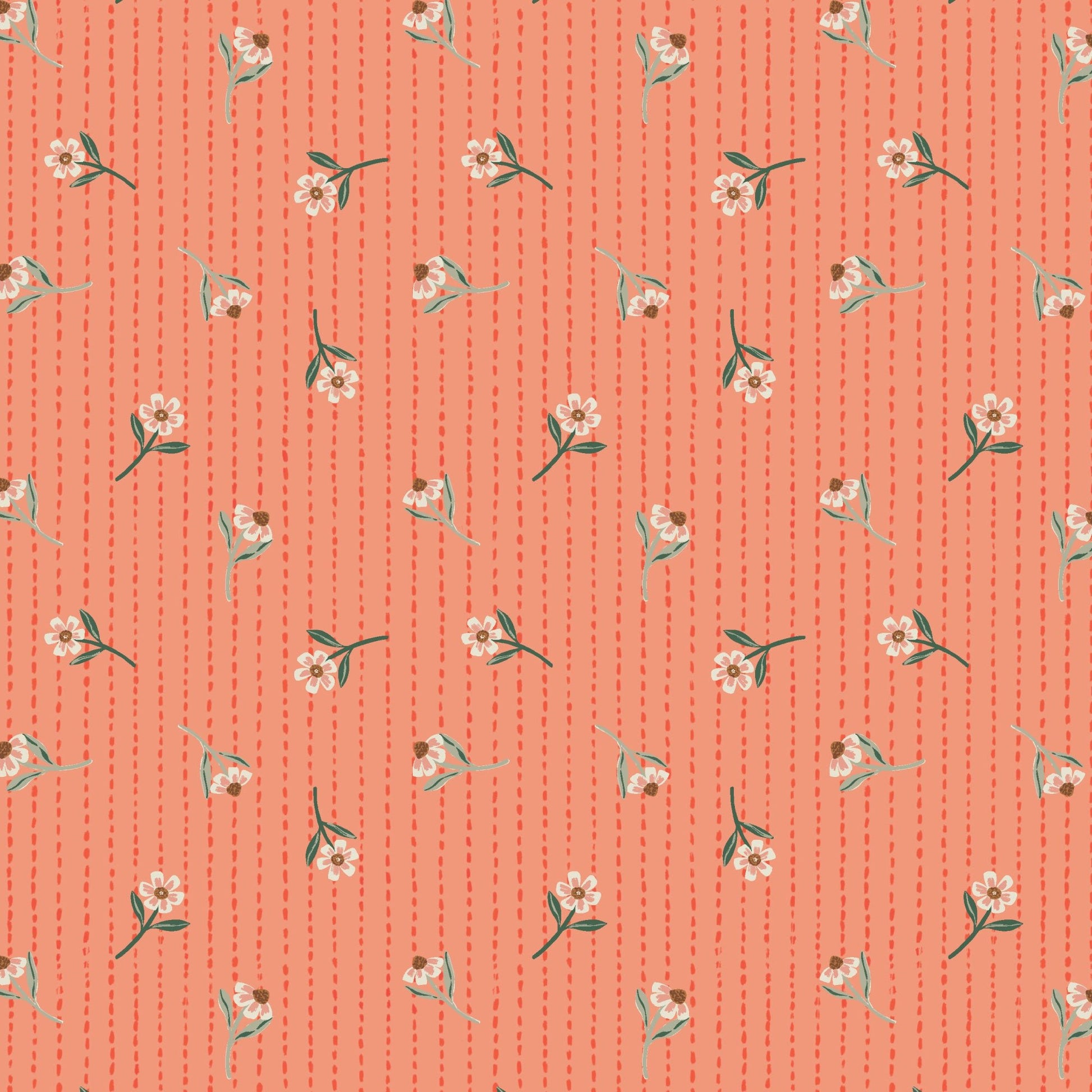 Coral Stitch - Floral Frenzy - Samantha Johnson - Cloud 9 Fabrics - Poplin - Simplifi Fabric