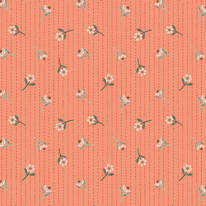 Coral Stitch - Floral Frenzy - Samantha Johnson - Cloud 9 Fabrics - Poplin - Simplifi Fabric