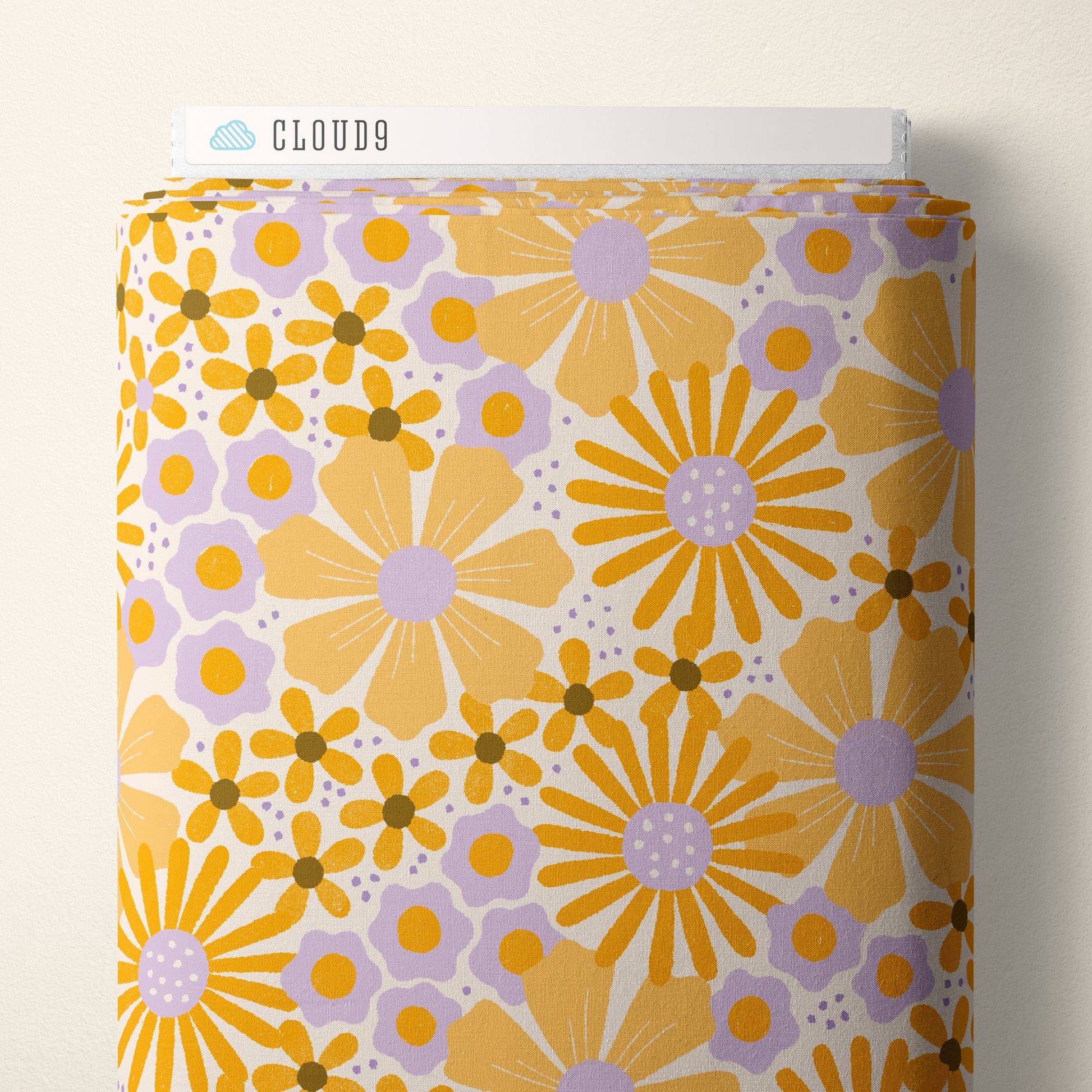 Cosmos - Salt/Gold - Retro Meadow - Sophie Rowe - Cloud 9 Fabrics - Poplin - Simplifi Fabric