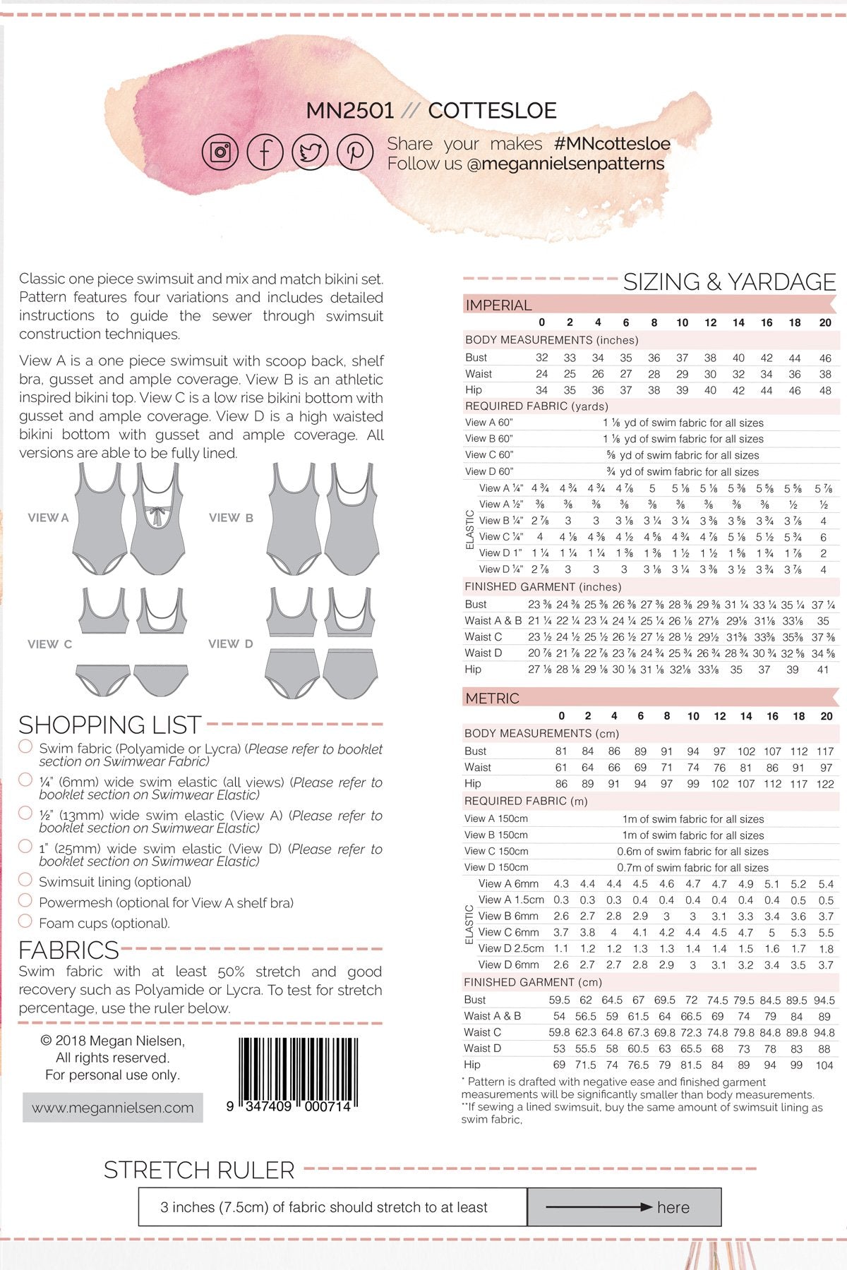 Cottesloe Swimsuit - Megan Nielsen Patterns - Sewing Pattern - Simplifi Fabric