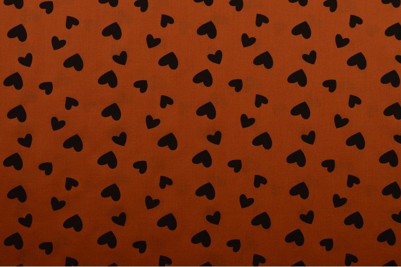 Cotton Voile - BLACK HEARTS - European Import - Oeko - Tex® - Copper - Simplifi Fabric