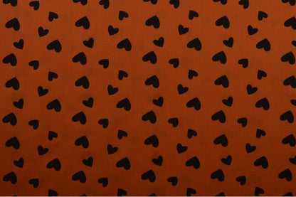 Cotton Voile - BLACK HEARTS - European Import - Oeko - Tex® - Copper - Simplifi Fabric