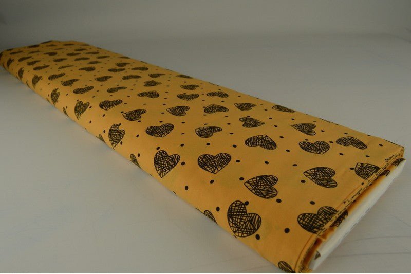 Cotton Voile - HEARTS - European Import - Oeko - Tex® - Ochre Yellow - Simplifi Fabric