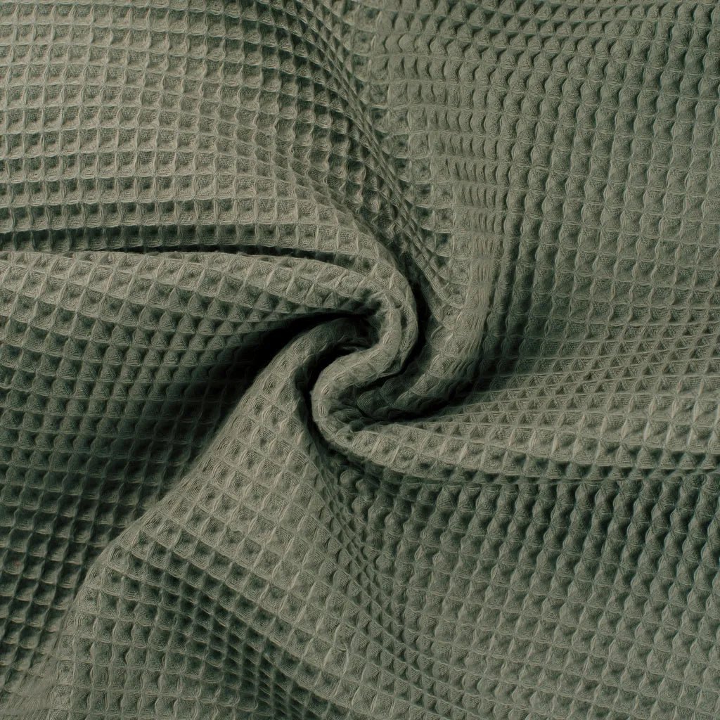 Cotton Waffle Weave - European Import - Dark Dusty Mint - Simplifi Fabric