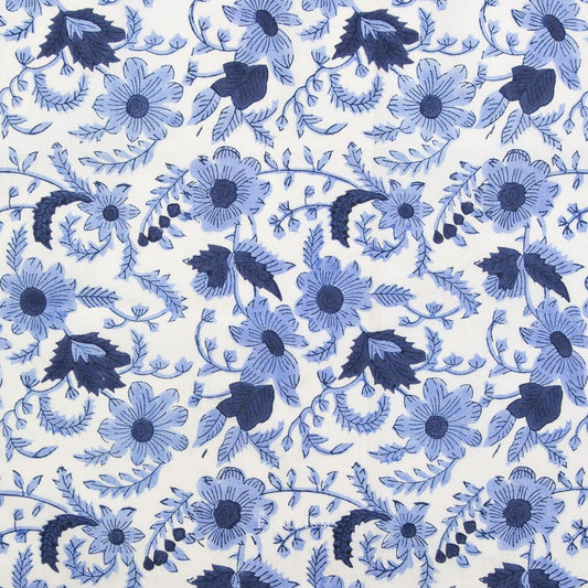 Country Floral - Blue - Indian Block Prints Cottage - Fableism Supply Co. - Simplifi Fabric