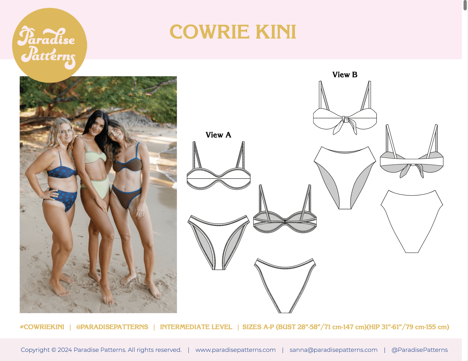 Cowrie Kini PDF Pattern - Paradise Patterns - Simplifi Fabric