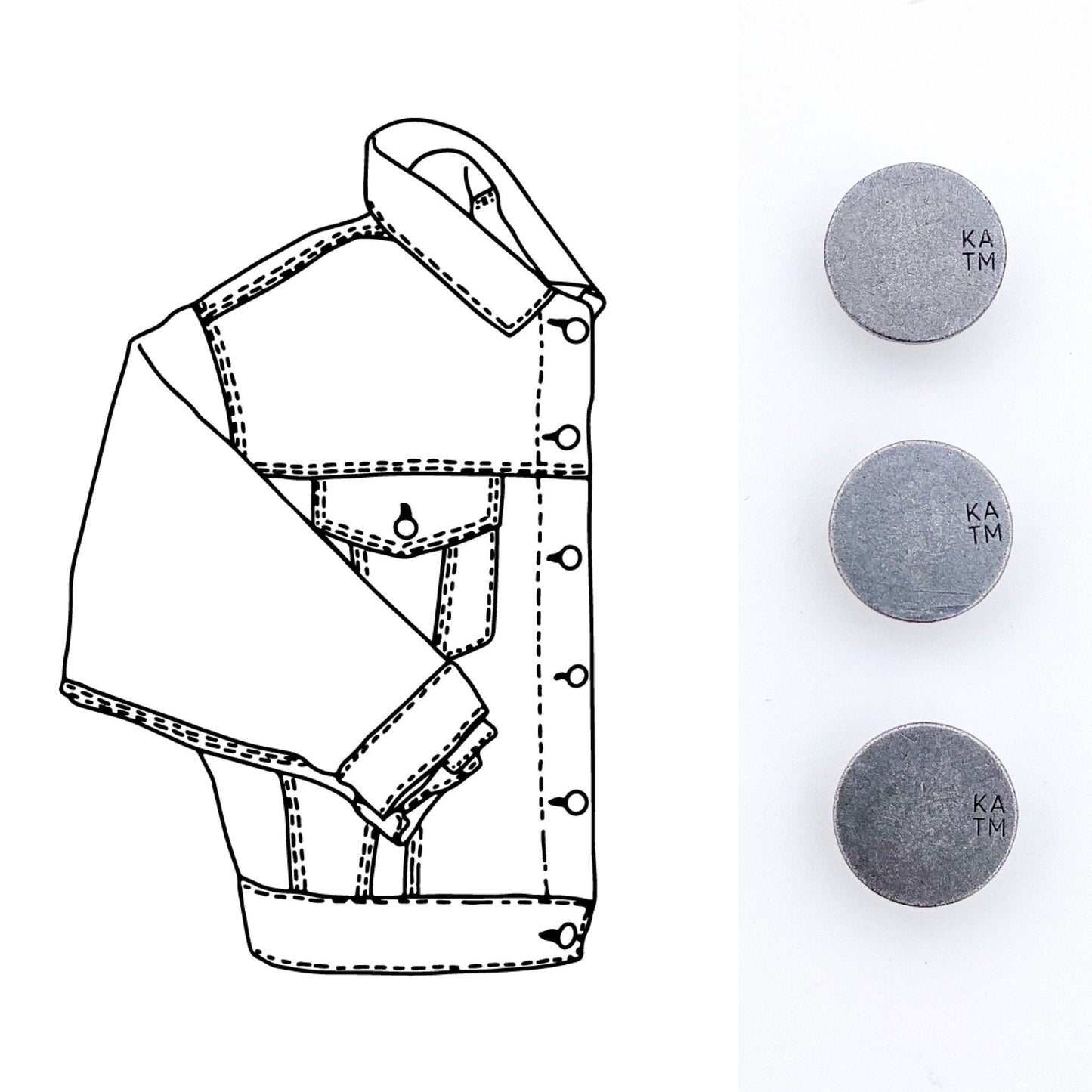 Denim Jacket Hardware Kit - Pewter - Kylie And The Machine - Simplifi Fabric