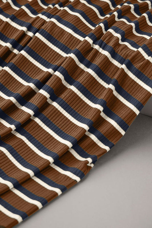 Derby TENCEL™ Modal Stripe Jersey - OEKO - TEX® - MeetMILK - Pecan - Simplifi Fabric