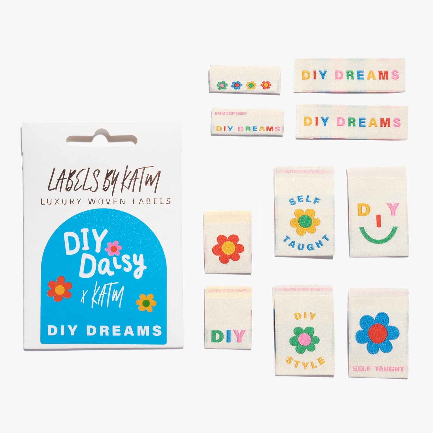 " DIY Dreams - KATM X DIY DAISY" Limited Edition Artist Collection Woven Label Pack - Kylie And The Machine - Simplifi Fabric