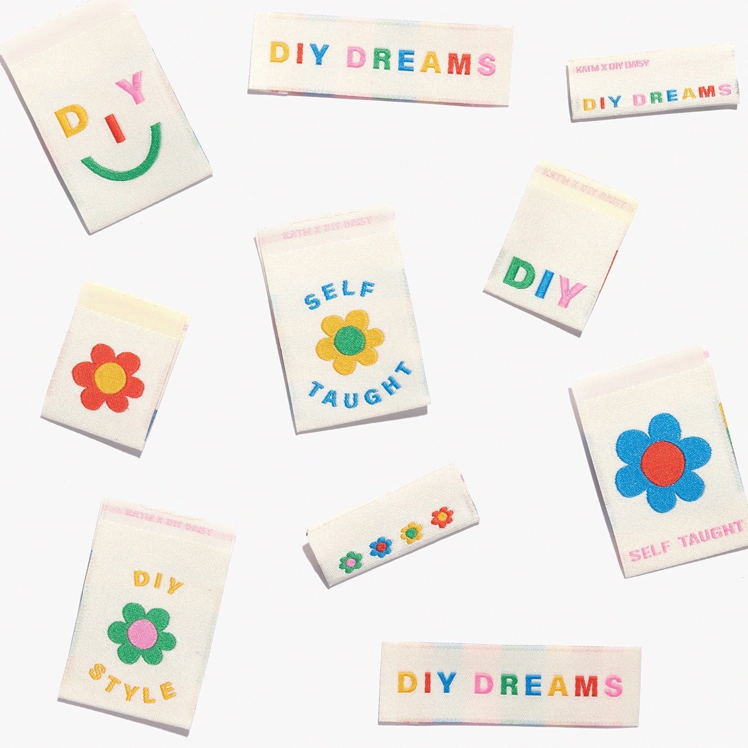 " DIY Dreams - KATM X DIY DAISY" Limited Edition Artist Collection Woven Label Pack - Kylie And The Machine - Simplifi Fabric