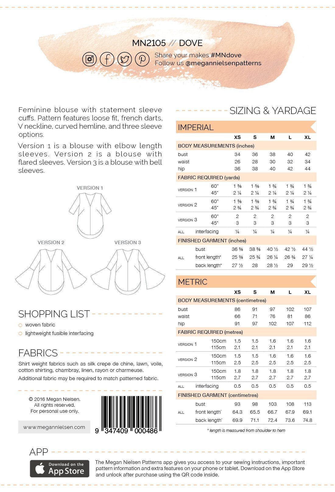 Dove Blouse - Megan Nielsen Patterns - Sewing Pattern - Simplifi Fabric