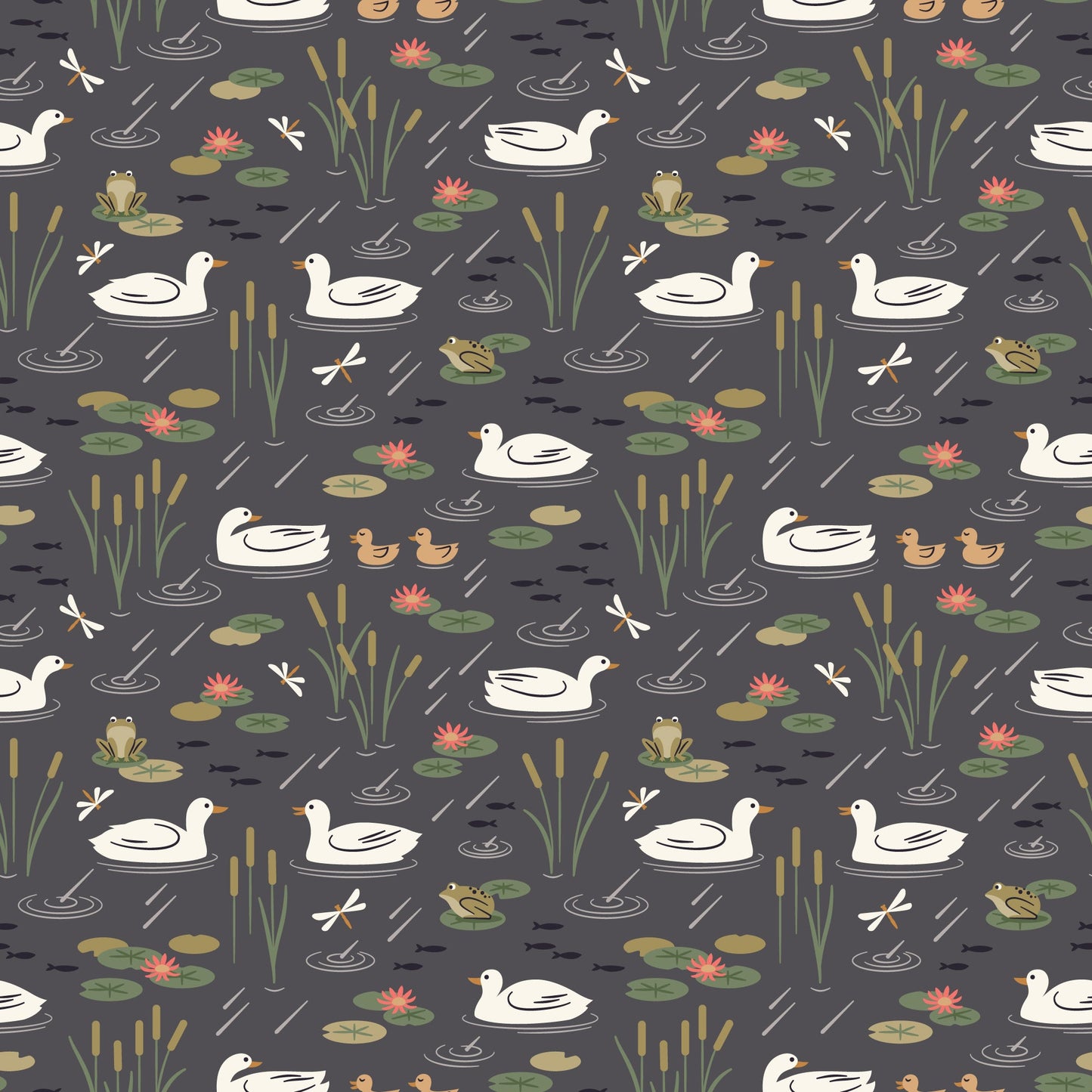 Duck Pond - Spring Showers - Ann Gardner - Cloud 9 Fabrics - Poplin - Simplifi Fabric