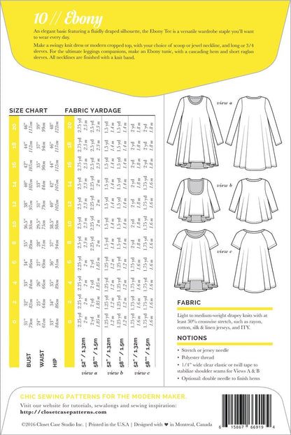 Ebony T-Shirt and Knit Dress Pattern - Closet Core Patterns - Simplifi Fabric